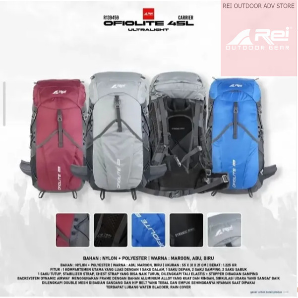 Rei Tas Carrier Ofiolite 45L Tas Gunung Arei Outdoorgear / Carrier Arei Original