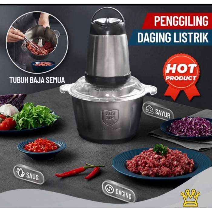 BLENDER DAGING STAINLESS LISTRIK CHOPPER DAGING BLENDER BUMBU ELEKTRIK