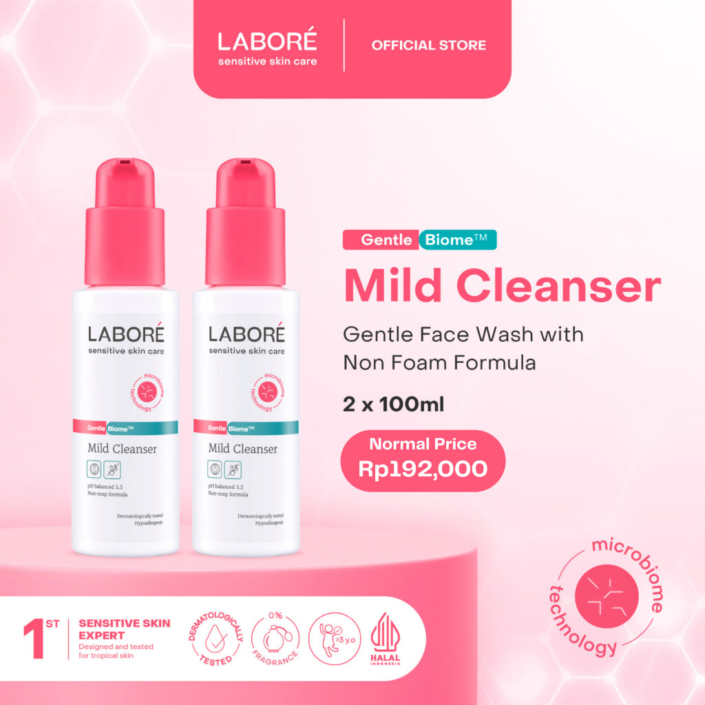 Labore Sensitive Skin Care GentleBiome Mild Cleanser - Face Wash Twinpack (2 x 100 ml) - Paket Pembe