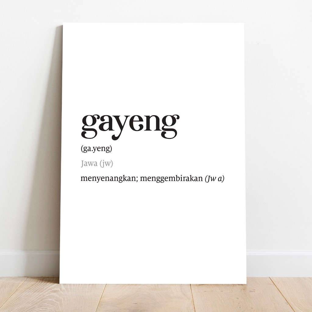 Poster Kata Gayeng Jawa Menyenangkan Menggembirakan Kosakata Kayu MDF