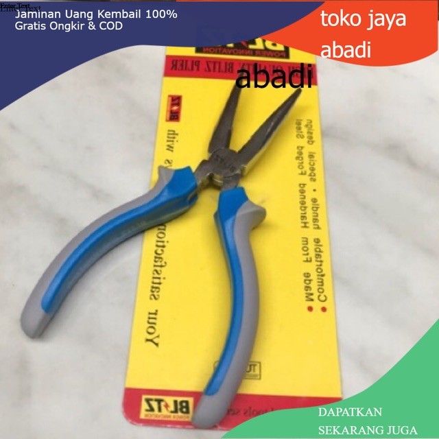 

Tang Lancip BLITZ 6in Crom Abu Biru / Chrome Long Nose Plier 6 inchi / Tang Cucut 6 inci