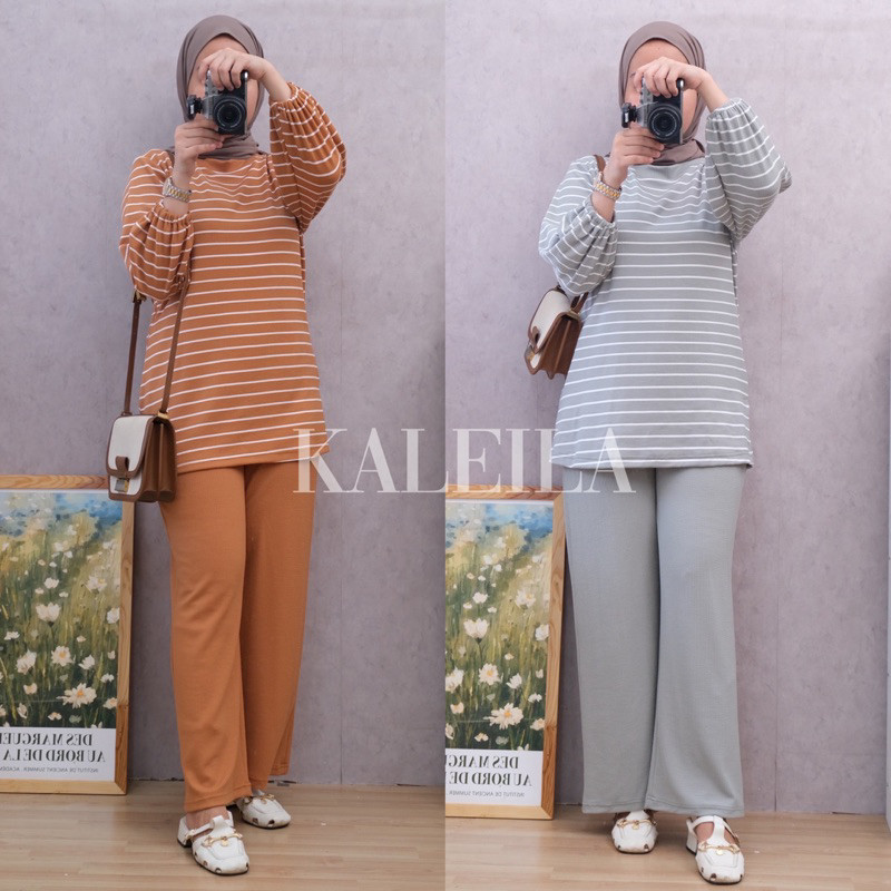shakila oneset knit / setcel setelan celana knit salur