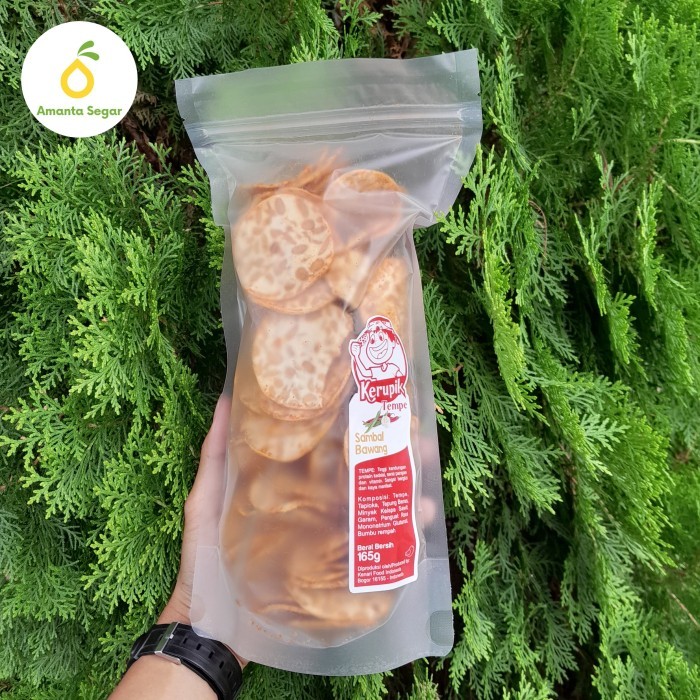 

a Kerupik / Keripik Tempe Sambal Bawang Pedas Oven Mini Berat 165 Gram