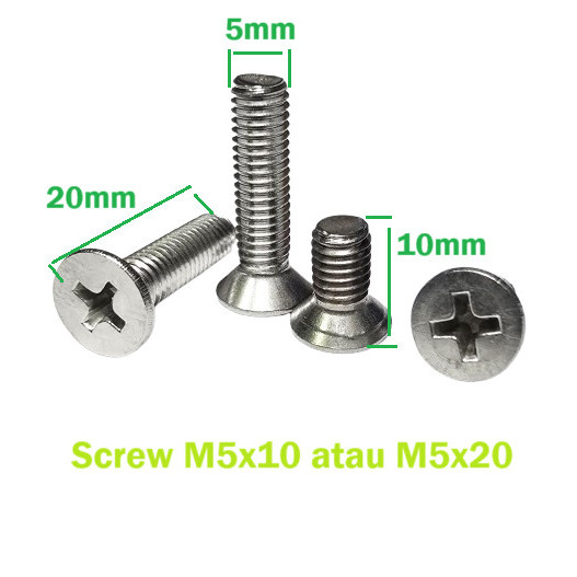 Baud Screw Metal M5x10 M5x20 M5 5mm 10mm 20mm obeng plus Putih