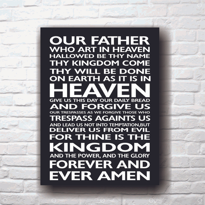 【SALE TERLARIS】 DOA BAPA KAMI BAHASA INGGRIS PAJANGAN DINDING 40X30 CM FRAMEBLOK - Hitam
