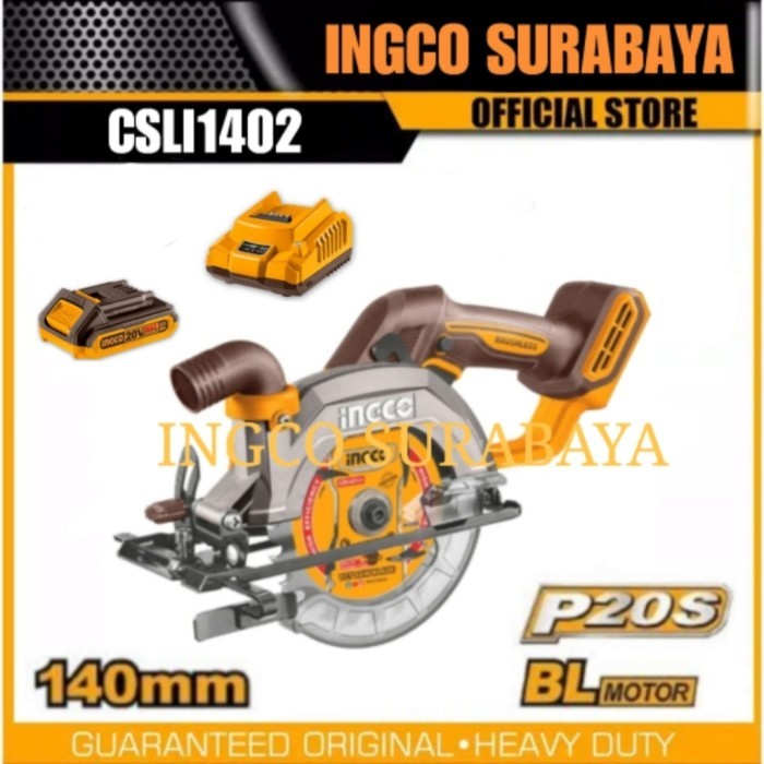 INGCO CSLI1402 P20S CIRCULAR SAW CORDLESS MINI 5" GERGAJI KAYU SERKEL