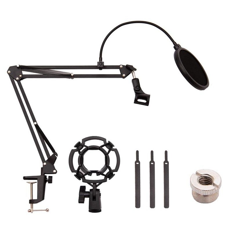 Desktop Microphone Stand,Mic Stand For Blue Yeti And Blue Yeti Pro With Mic Windscreen And Blowout P
