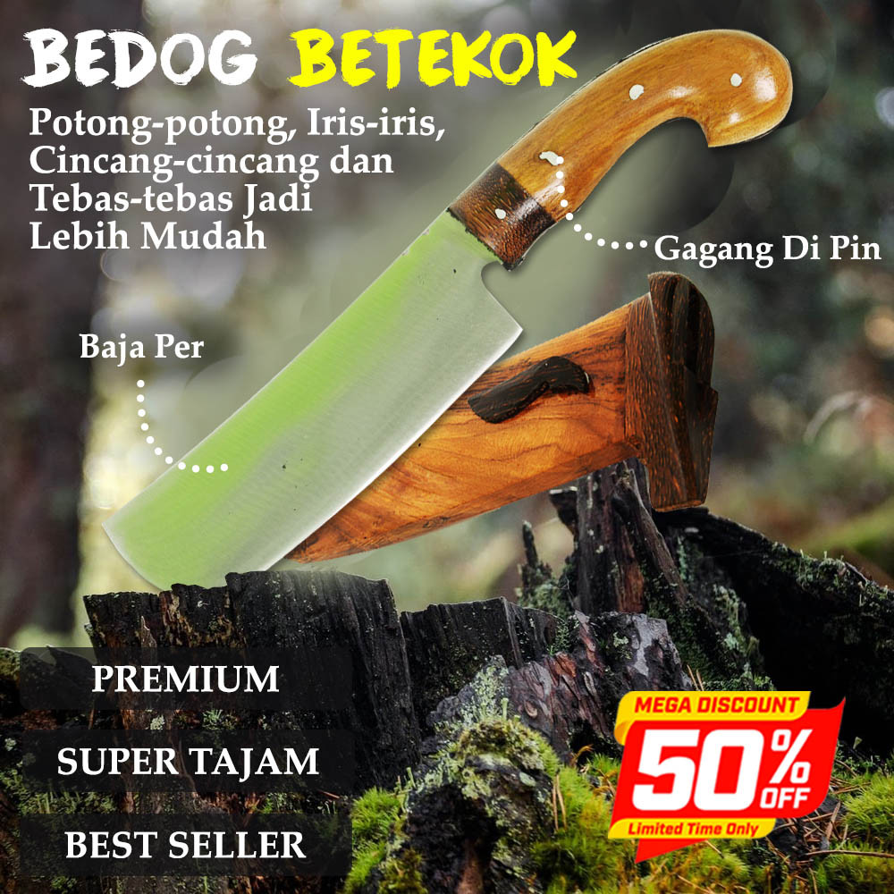 Bedog Betekok Bahan baja per asli Cincang Daging dan Tulang Kuat untuk Tebas - Juragan Pisau