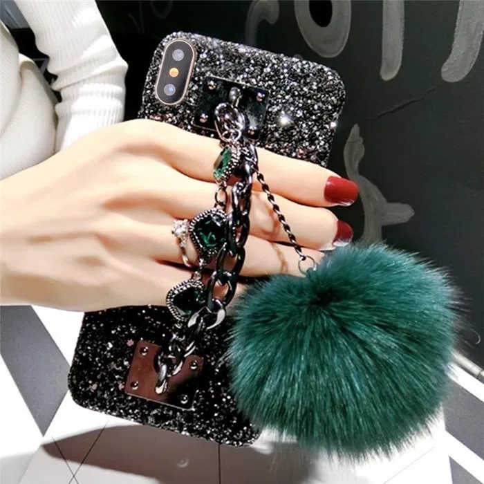 Case Samsung A25 5G A33 A34 5G A30 A30S A32 4G A32 5G A21S Hardcase Glitter With Diamond Pompom Stra