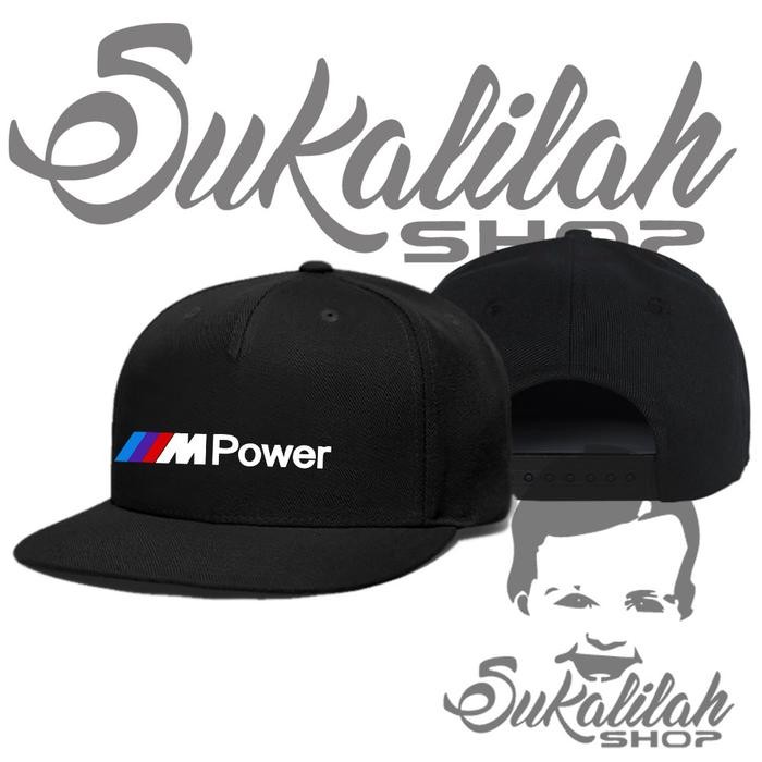 Topi snapback pria unisex all size premium bmw m power - Hitam