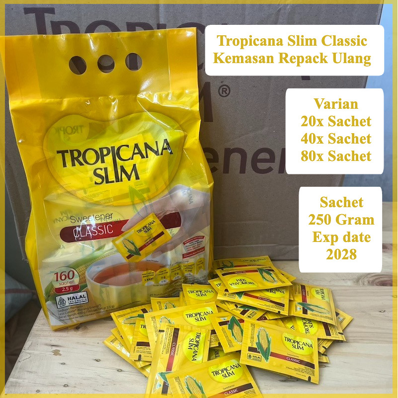 

Gula Diet Tropicana Slim CLASSIC Repack Sachet 20x 40x 80x Kemas Ulang / Sachet 2.5 Gram