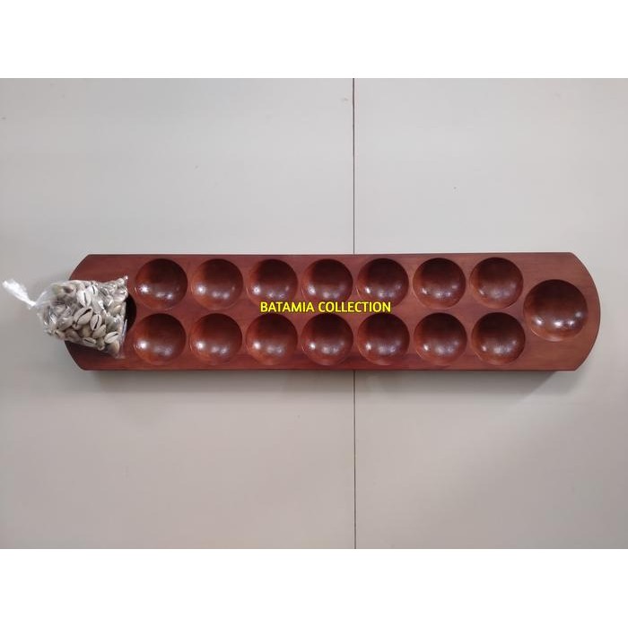 Hot Produk Congklak Kayu Biji Kerang Dakon Congklak Mengkilap Motif Serat Kayu - Merah Akasia Terbai