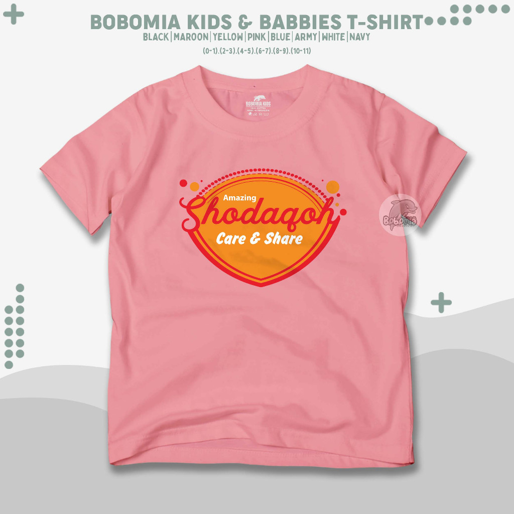 Kaos Anak Islami Amazing Shodaqoh | Baju Dakwah Muslim Anak Bayi Remaja Laki Laki Perempuan  Atasan 
