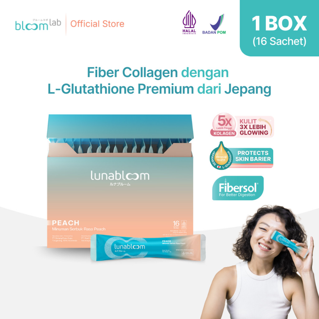 

LunaBloom Minuman Serat & Kolagen | Perawatan Usus & Kulit Glowing Alami | 1 Box (16 Sachet)