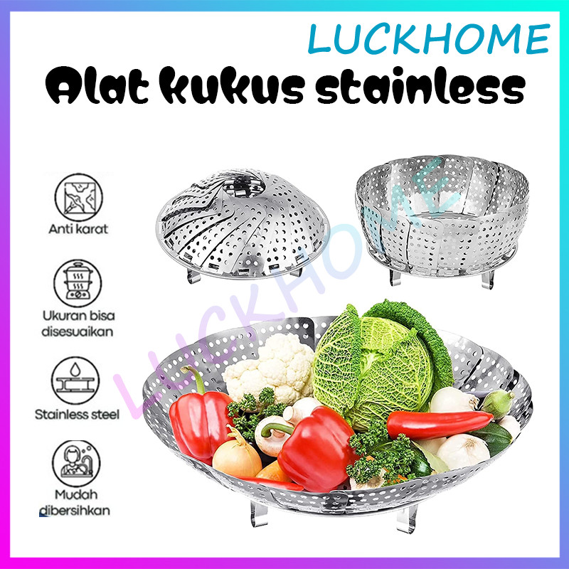 Kukusan Stainless Flexible Alas Kukus Steamer Alas Kukusan Lipat Flexible Stainless Multifunctional 