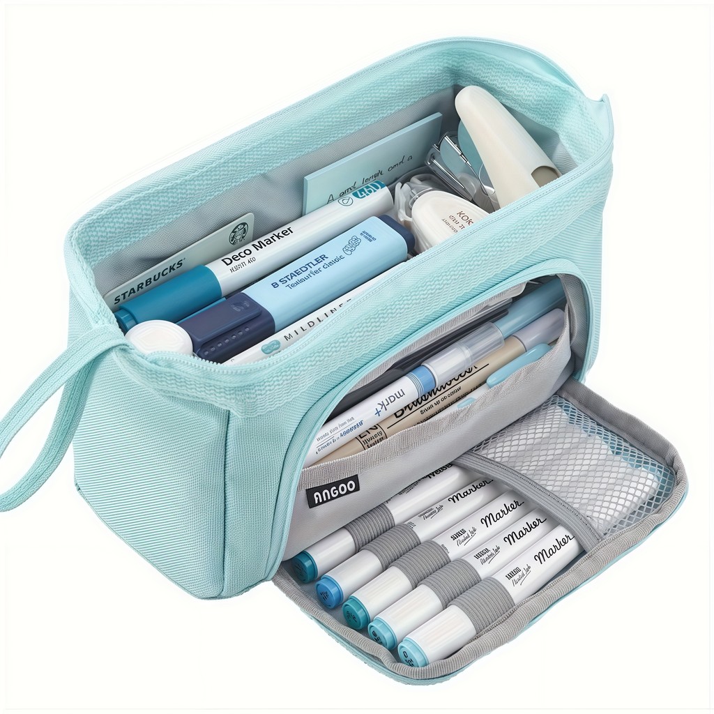

Extra Large Capacity Solid Color Pencil Case, Portable Simple Pencil Case Cosmetic Bag, School Office Supplies