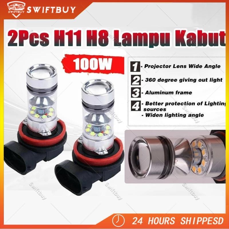 2pcs Mobil Led Lampu Kabut Led H11 H8 4300K 100W 1500LM Super Terang Warna Kuning PUITH Lampu Led Su