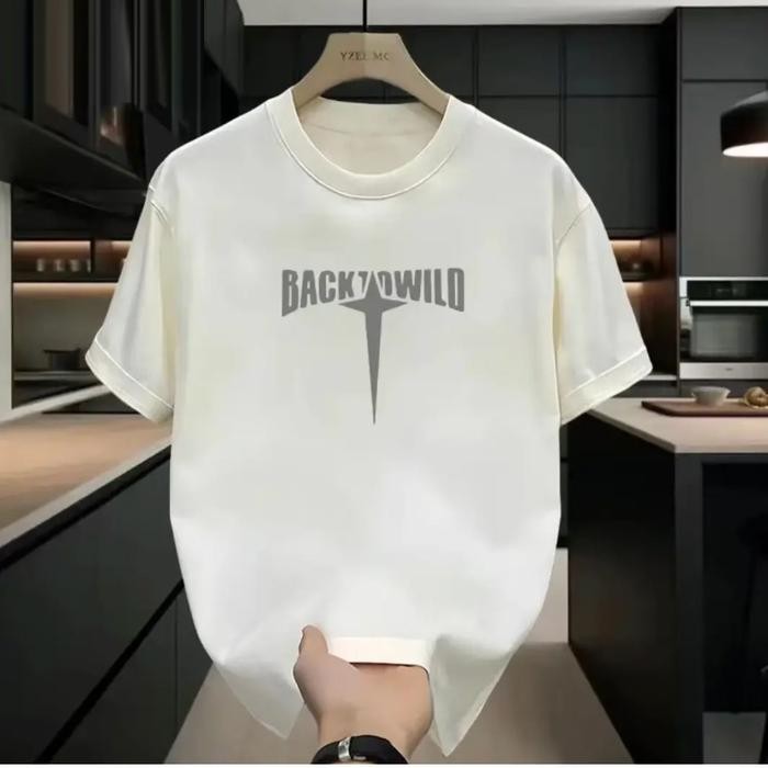 （COD） Kaus Katun Motif Bintang Silang Leher Bulat Lengan Pendek Atasan Trendi Longgar Unisex Musim P