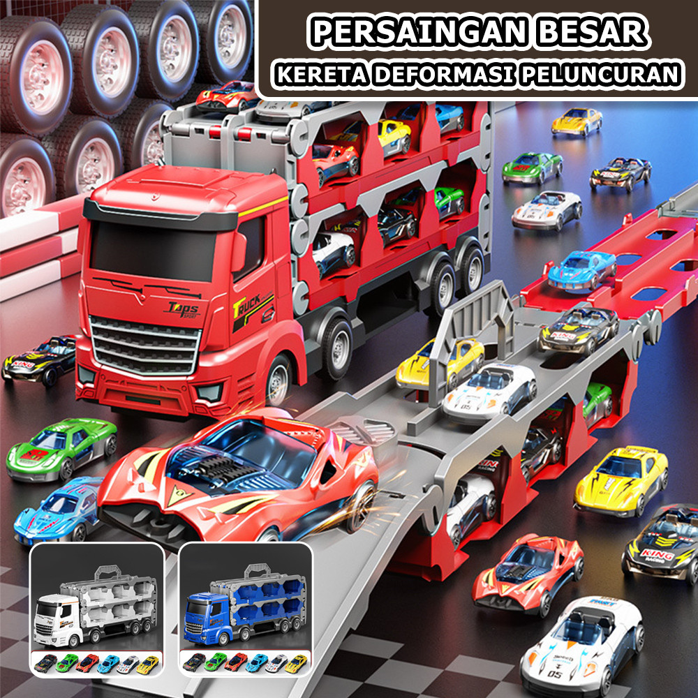 Truk Pemadam Kebakaran Konstruksi Kendaraan Anak Model Truk Portable Katapult Alloy Penyimpanan Mobi