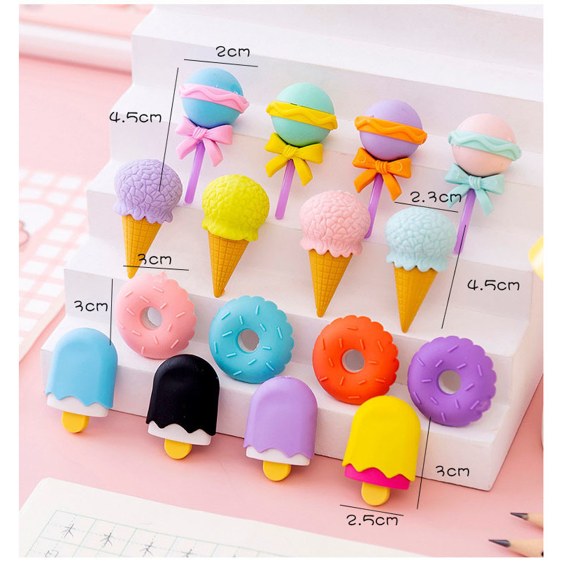 

Kawaii Lollipop Sweety Ice Cream Student Stationery School Office Supplies Children Erasers For Kids Pencil Eraser