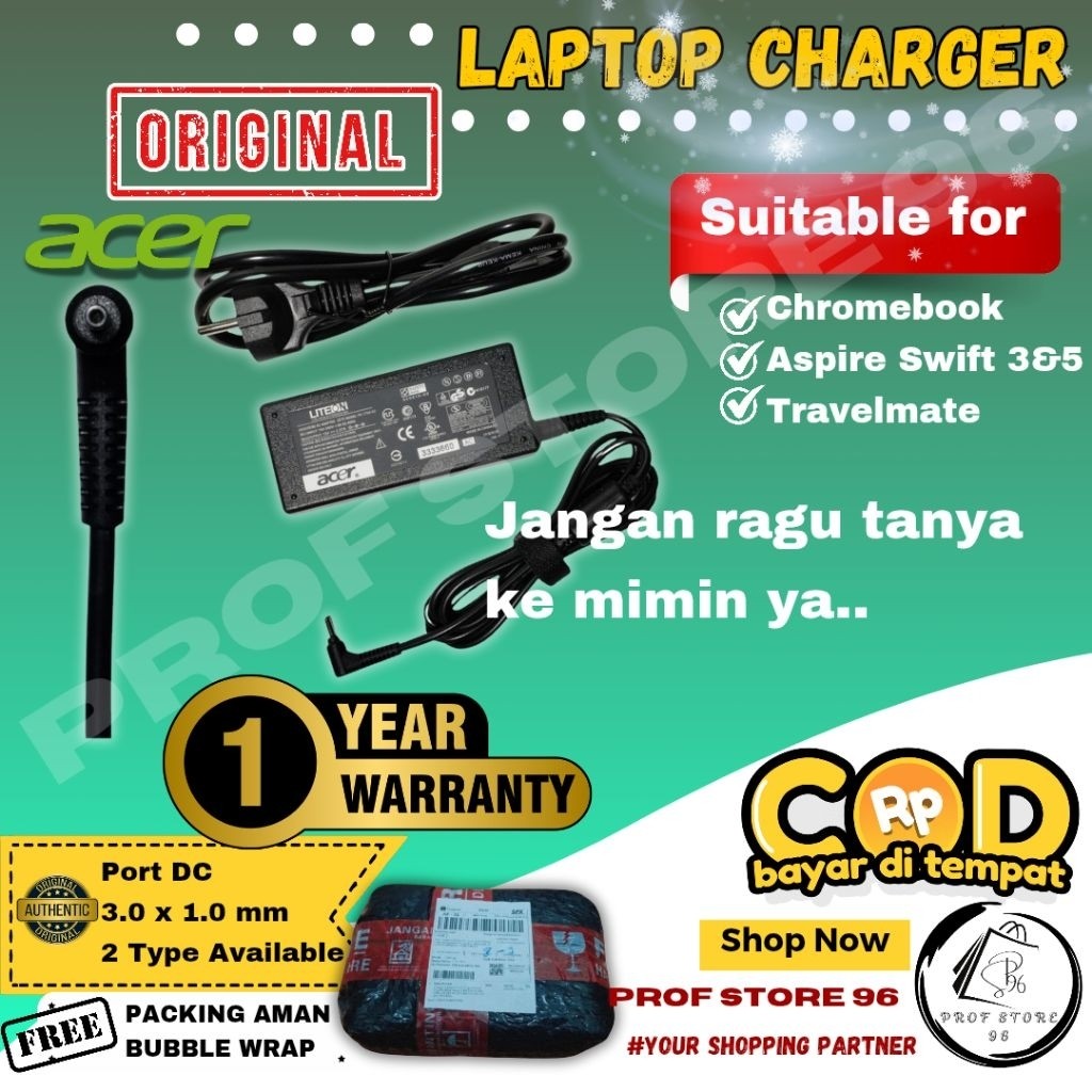 Original Charger Adaptor Laptop ACER Kecil Bulat Aspire 3 Aspire 5 Swift 3 SF3 ChromeBook Swift Spin