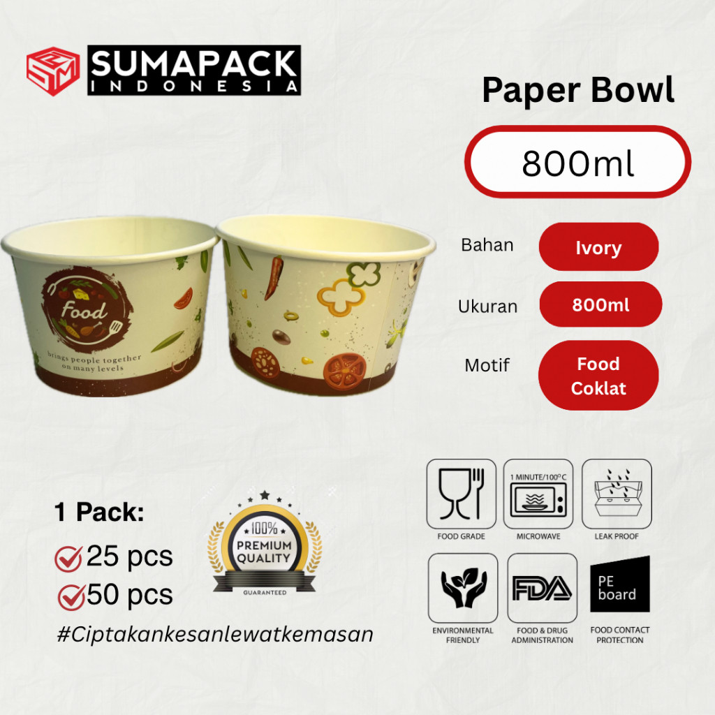 Paper Bowl Desain | Bowl illustrasi | Bowl Warna | Rice Bowl 800 ml  Motif Food Motif Viral Kekinian