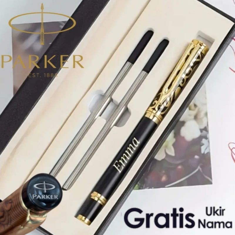 

New Ballpoint Mewah Giftset Pen Exlusive Parker Roller Ball Batik Series 2 Refill Pen Gratis Grafir NamaPremium