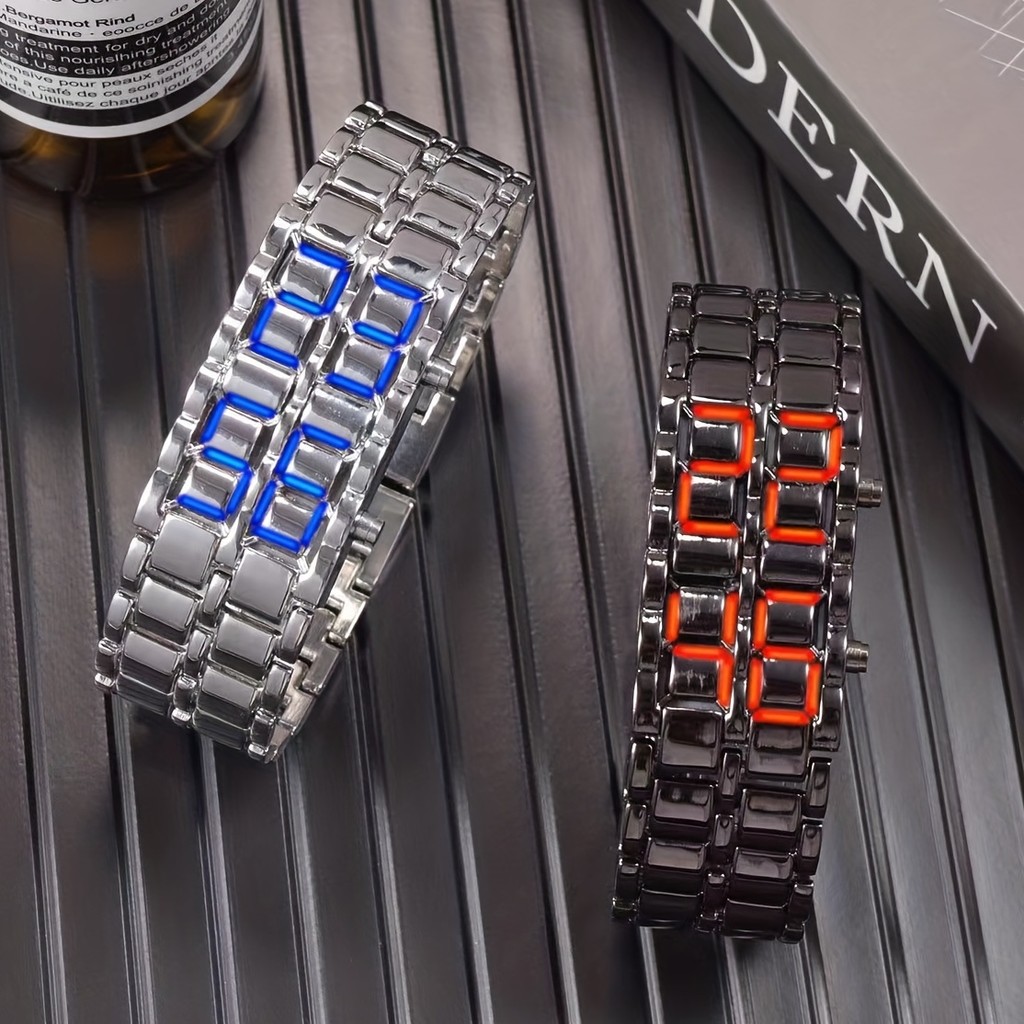 Fashion LED Lava Bracelet Watch Couple Chain Watch Volcano Lava Watch Electronic Watch Binary Double