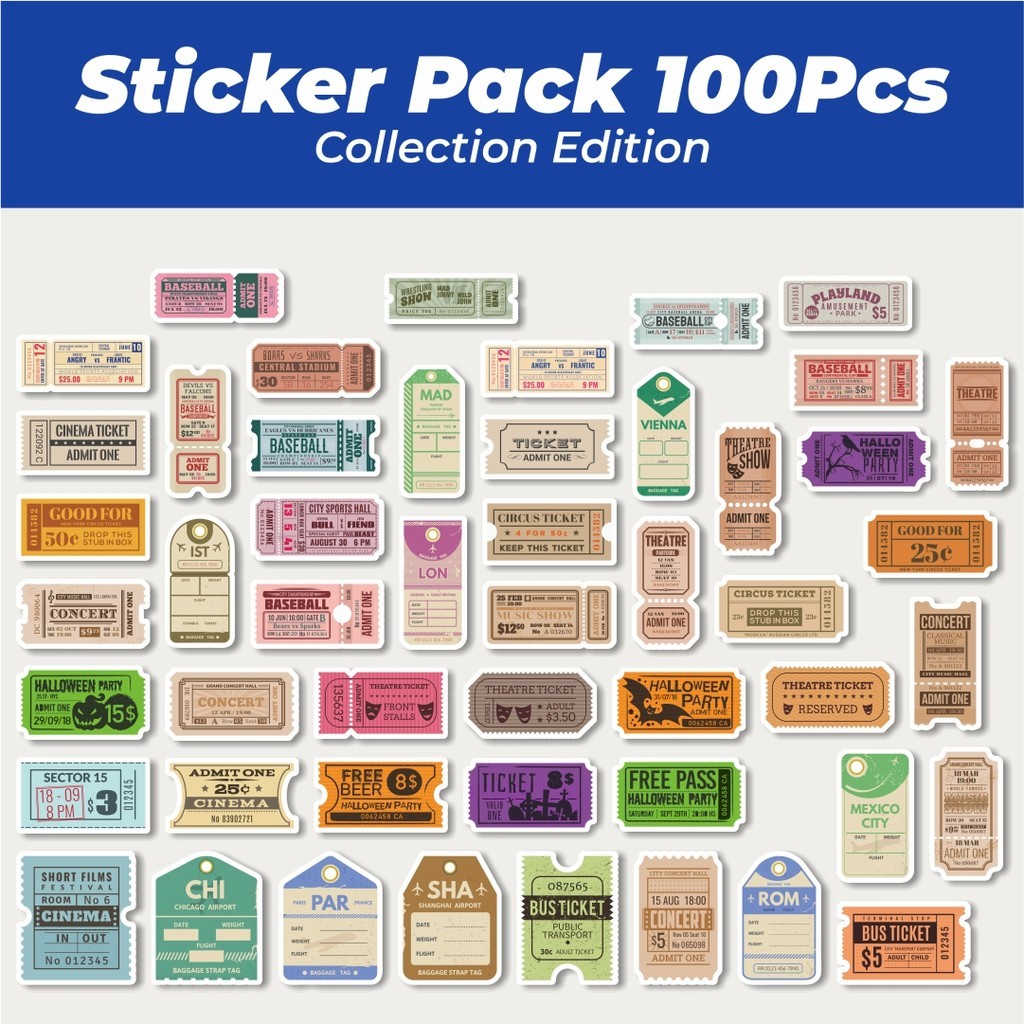 

Hot Sticker Old Tiket Sticker Lucu Anti Air Stikers Berperekat Waterproof Sticker Decal Buat Motor Helm Buku Journal Koper Casing HP Laptop Botol Minum