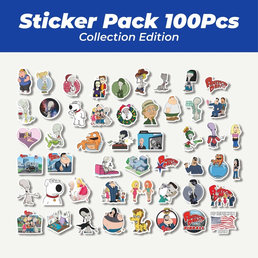 

Hot Stiker Kartun American Dad [ Ayah Amerika] Lucu Anti Air Stikers Berperekat Waterproof Sticker Decal Buat Motor Helm Buku Journal Koper Casing HP Laptop Botol Minum