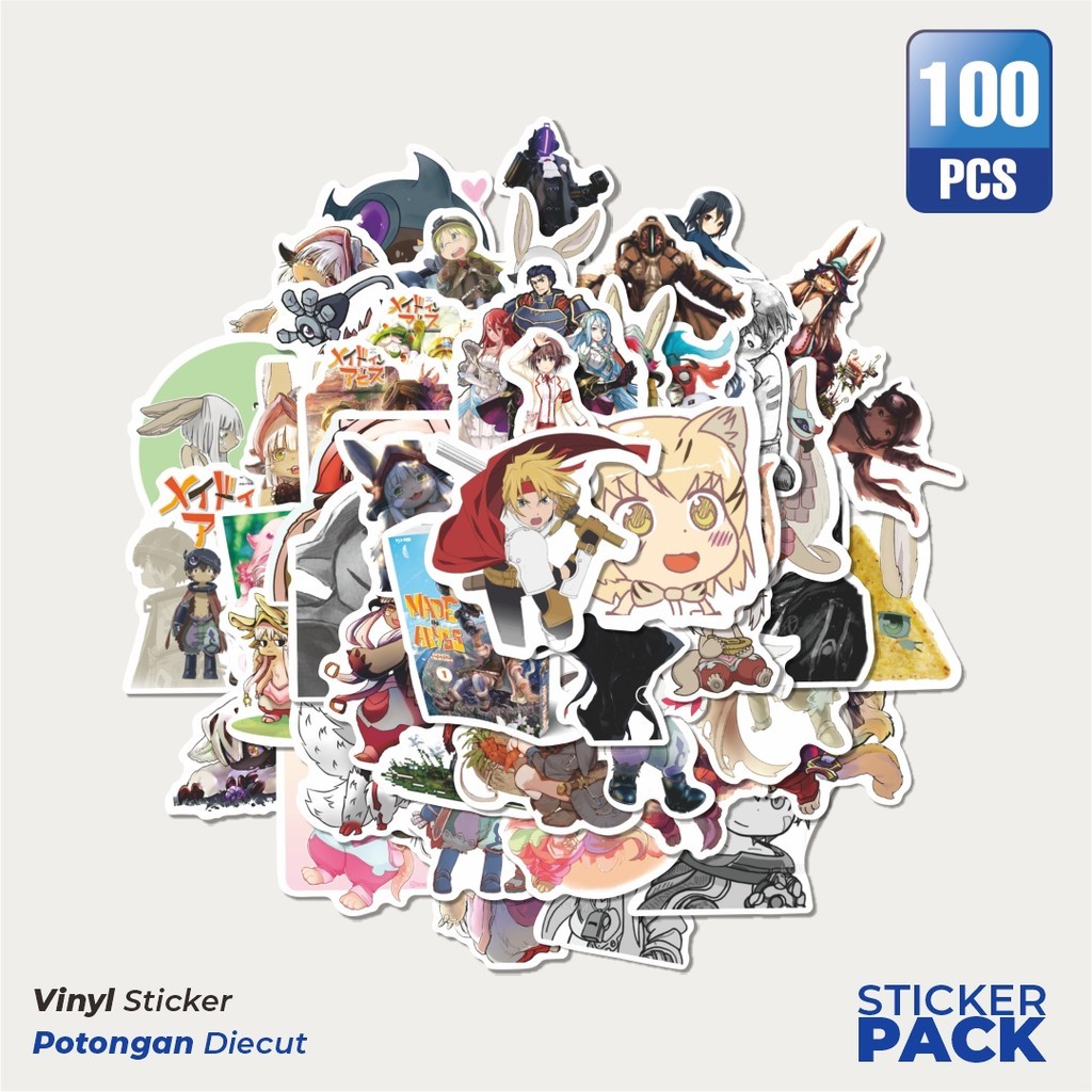 

100 PCS STIKER Anime Made In Abyss (Meidoin Abisu) Sticker Waterproof Aesthetic- Untuk Laptop, Motor, dan Helm - Paper Stationery Pack