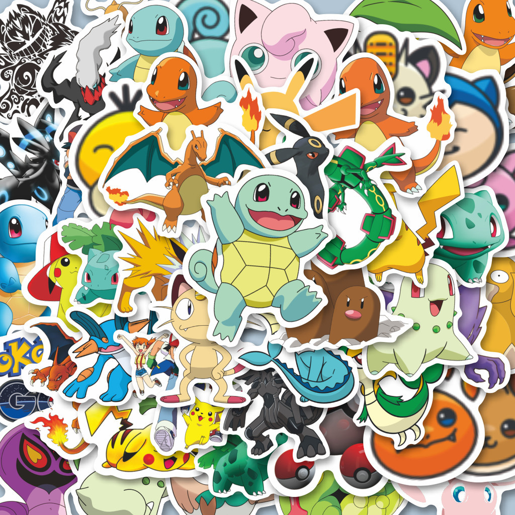 

100PCS Lucu Sticker Kartun Pokemon Sticker Stiker Aesthetic Stiker Anti Air Stikers Berperekat Waterproof sticker decal buat Motor Helm Buku Journal Koper Casing HP Laptop Botol Minum Hadiah anak