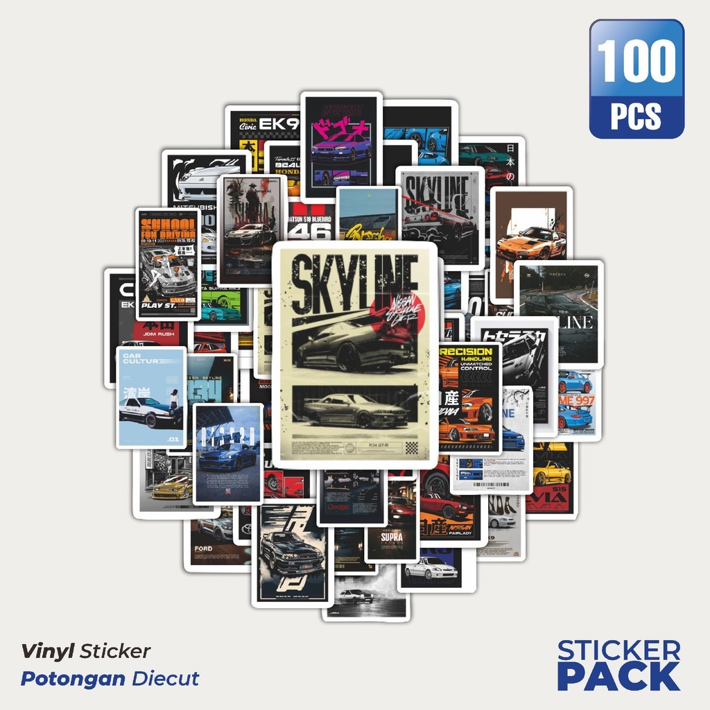 

Stiker Vinyl Stiker Super Street Racer JDM Car Waterproof Aesthetic- Untuk Laptop, Motor, dan Helm - Paper Stationery Pack