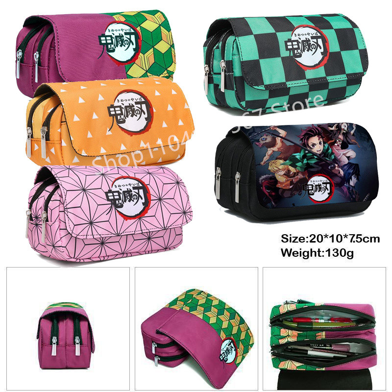 

Anime Demon Slayer Kimetsu No Yaiba Kamado Pencil Case Large Capacity Multi-Layered Zipper Pencil Bag Pencil Box Stationery