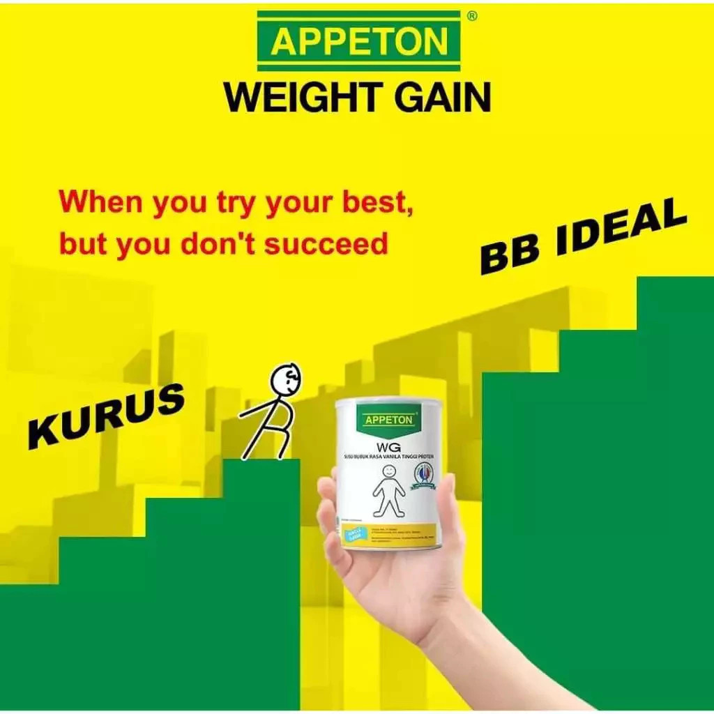 

Appeton Weight Gain - Susu Penambah Berat Badan Dan Penggemuk Kemasan Varian Eceran 200gr