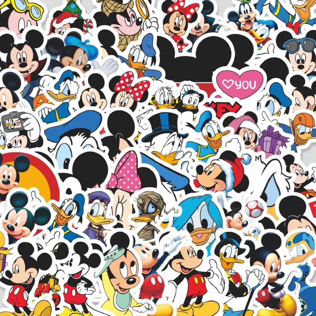 

Stiker Cutting Pack Stiker Kartun Mickey Mouse & Donald Duck Isi 100Pcs Series Aesthetic Lucu Keren Untuk Koper Bahan Vynil