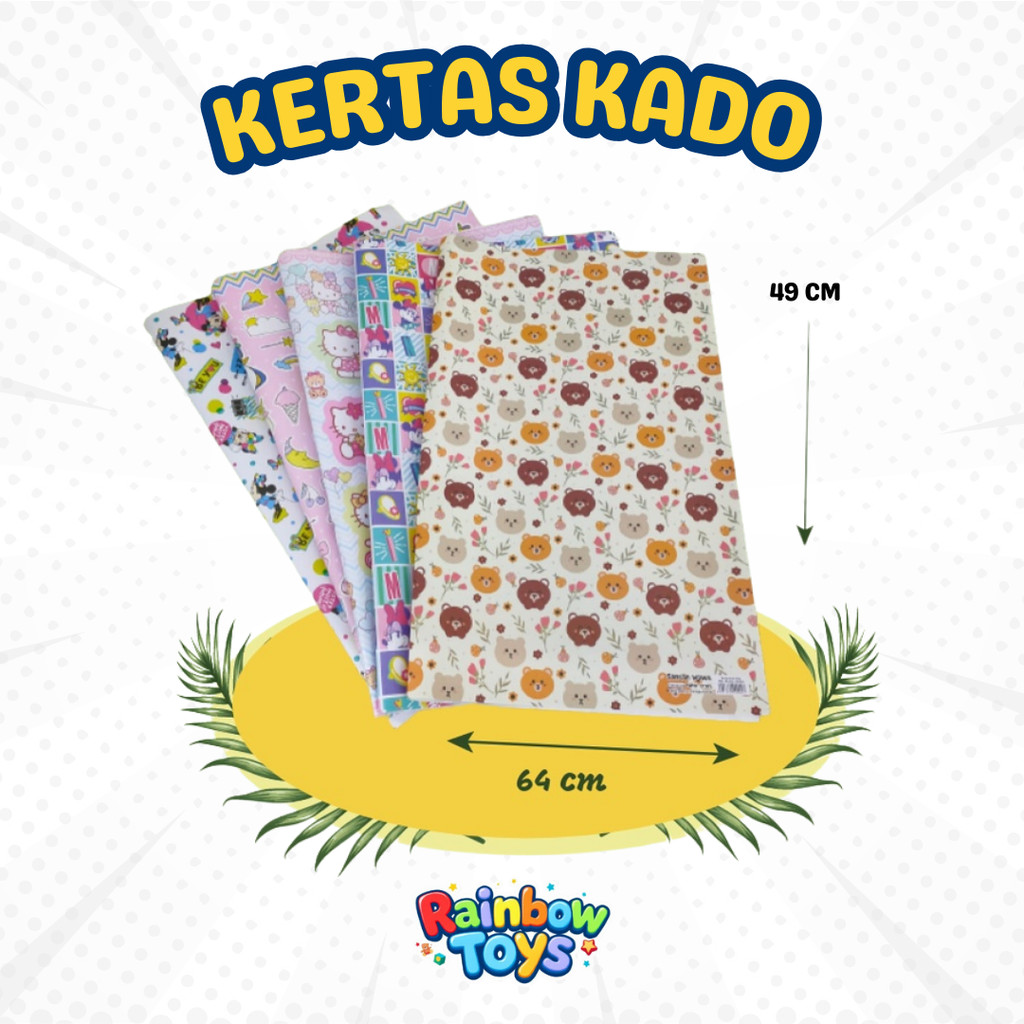 

Kertas Kado Bungkus Lembaran Hadiah Motif Anak Aneka Varian