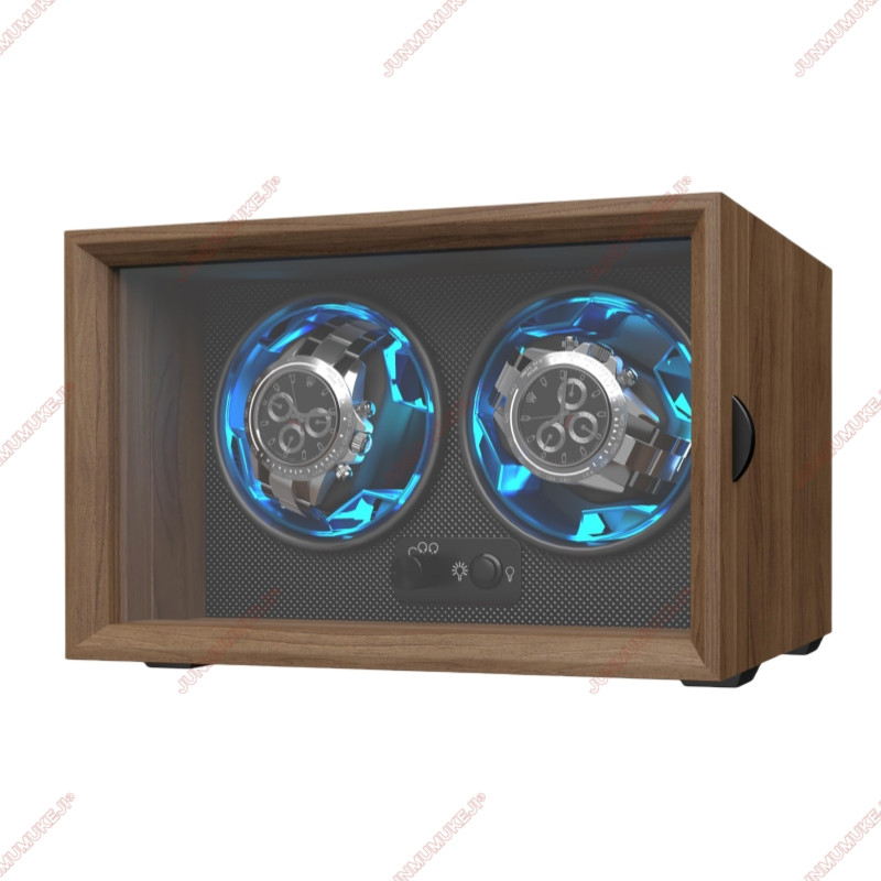 Watch Winder Box Wood for Automatic Watches,4 Rotation Mode Setting,Gift for Man,Elastic Watch Pillo