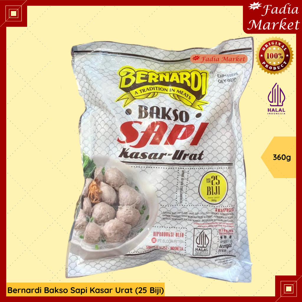 

Bernardi Bakso Sapi Kasar Urat Beef Meatball Frozen Food 360g 25 Biji