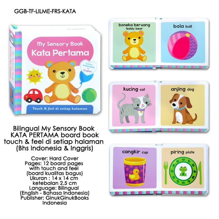

Buku Anak Bayi My Sensory Book WARNA / KATA PERTAMA / HEWAN board book - touch & feel di setiap halaman (2 bahasa) buku bayi 0 sampai 6 bulan