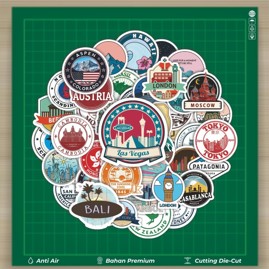 

HOT 50 PCS STIKER Stiker Famous Scenery [Wisata Pemandangan Terkenal] Stiker Fashion Cars Decal Dingin Kartu Album Custom Vinyl Anti Air- Sticker Aesthetic Buku Journal Koper Casing HP Tablet Laptop Helm Motor Botol Minum