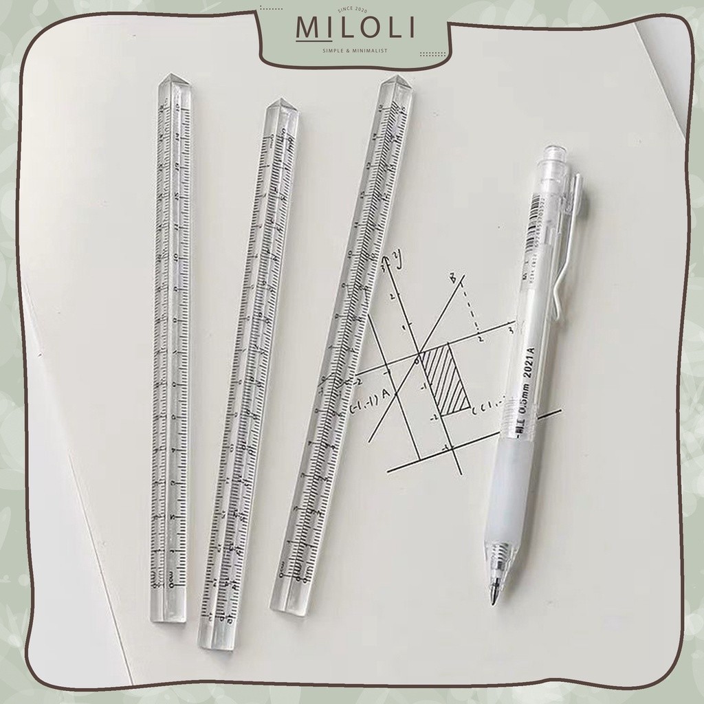 

[MILOLI] 15cm Penggaris Kristal Segitiga Triangle Shape Ruler Crystal Measuring Ruler Study - F0146