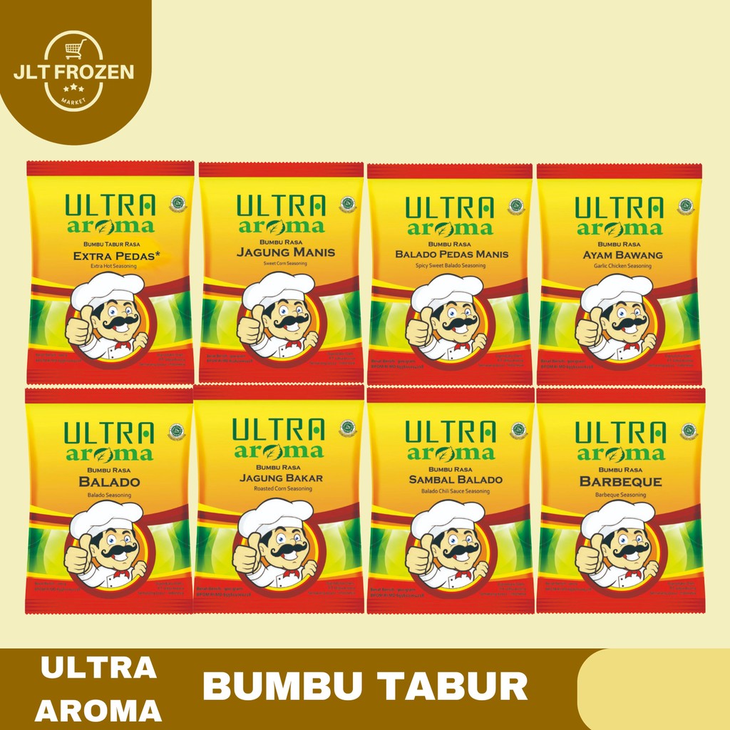 

Ultra Aroma Bumbu Tabur 100g/90g / Rasa Ayam Bawang / Balado / Sapi panggang / Pedas manis / Sambal Balado / Jagung Manis / Jagung Bakar / BBQ / Keju / Daun Jeruk / Extra Pedas