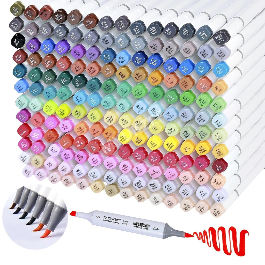 

TOUCHNEW Alcohol Markers Soft Brush Tip, Brush Markers,Dual Tip Brush&Chisel Art Markers Set for Adult Artists Drawing Coloring
