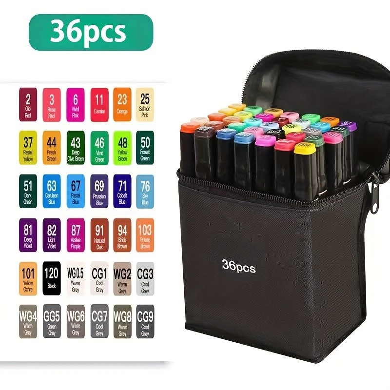 

36/80 colour marker set, quick-drying markers, double-ended, suitable for student and adult drawings