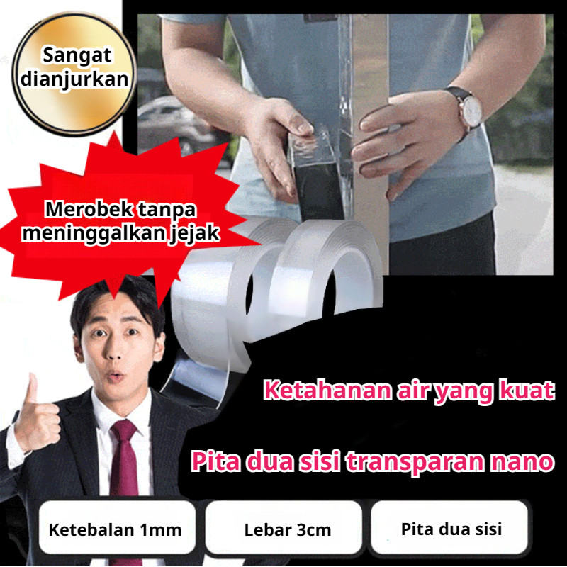 

Pita Transparan Dua Sisi Nano Perekat Dua Sisi Multifungsi Tahan Air