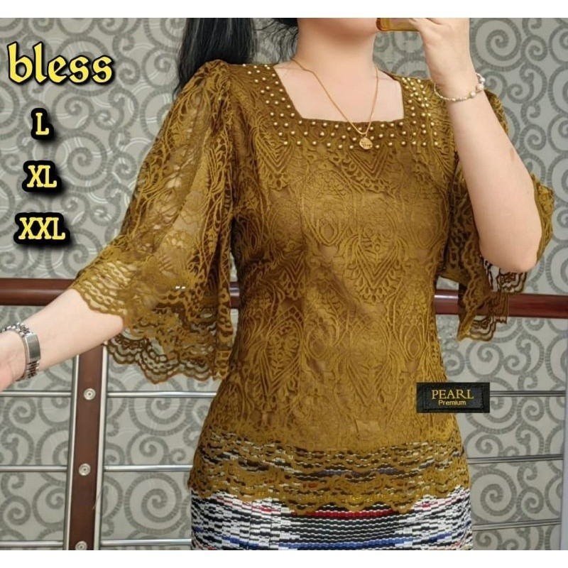 Jmf1 BLUS BROKAT DEWASA /ATASAN KEBAYA PESTA WANITA KONDANGAN MUTIARA