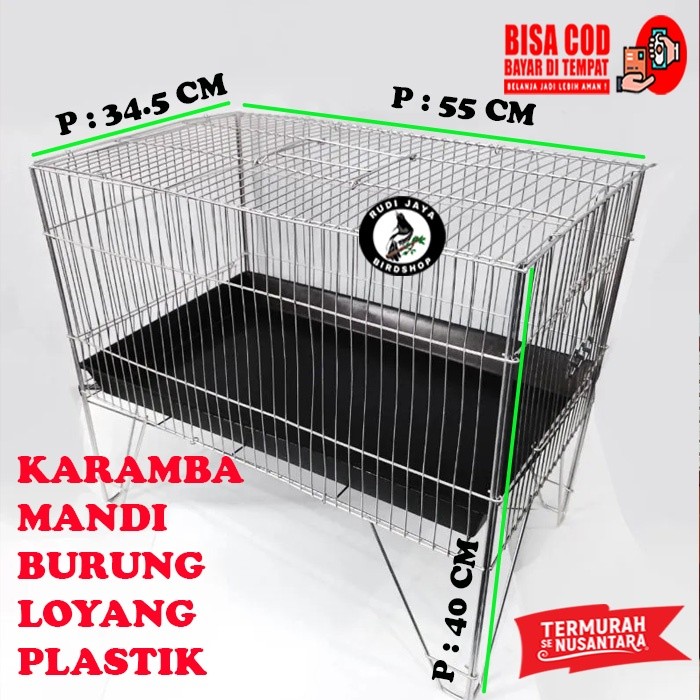 SEDIA KERAMBA KARAMBA MANDI BURUNG LENGKAP LOYANG PLASTIK  SANGKAR KANDANG BURUNG BESI STAINLES