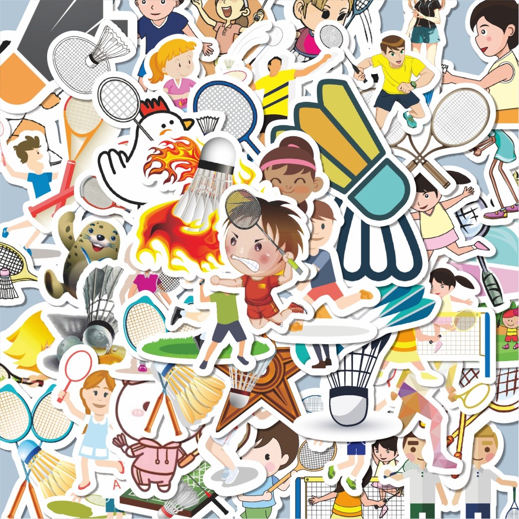 

100PCS Lucu Stiker Badminton Series Stiker Aesthetic Stiker Anti Air Stikers Berperekat Waterproof sticker decal buat Motor Helm Buku Journal Koper Casing HP Laptop Botol Minum Hadiah anak