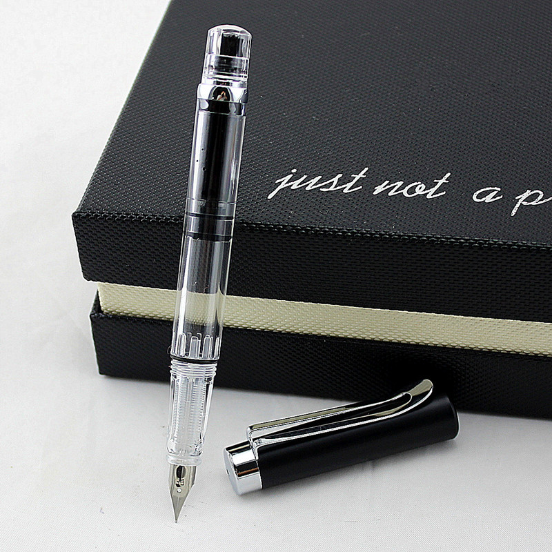 

New Fountain Pen Transparent Piston 3008 Ink Pen Iridium 0.38/0.5mm Silver Clip Office Gift Ink Pen